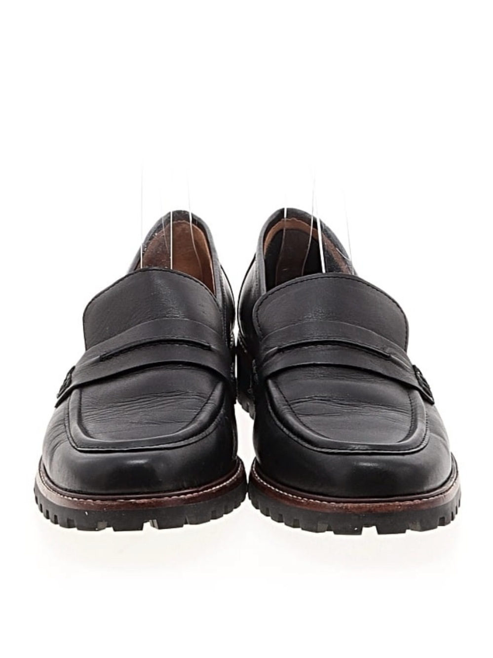 Madewell Connie Black Leather Penny Loafers with Lug Sole